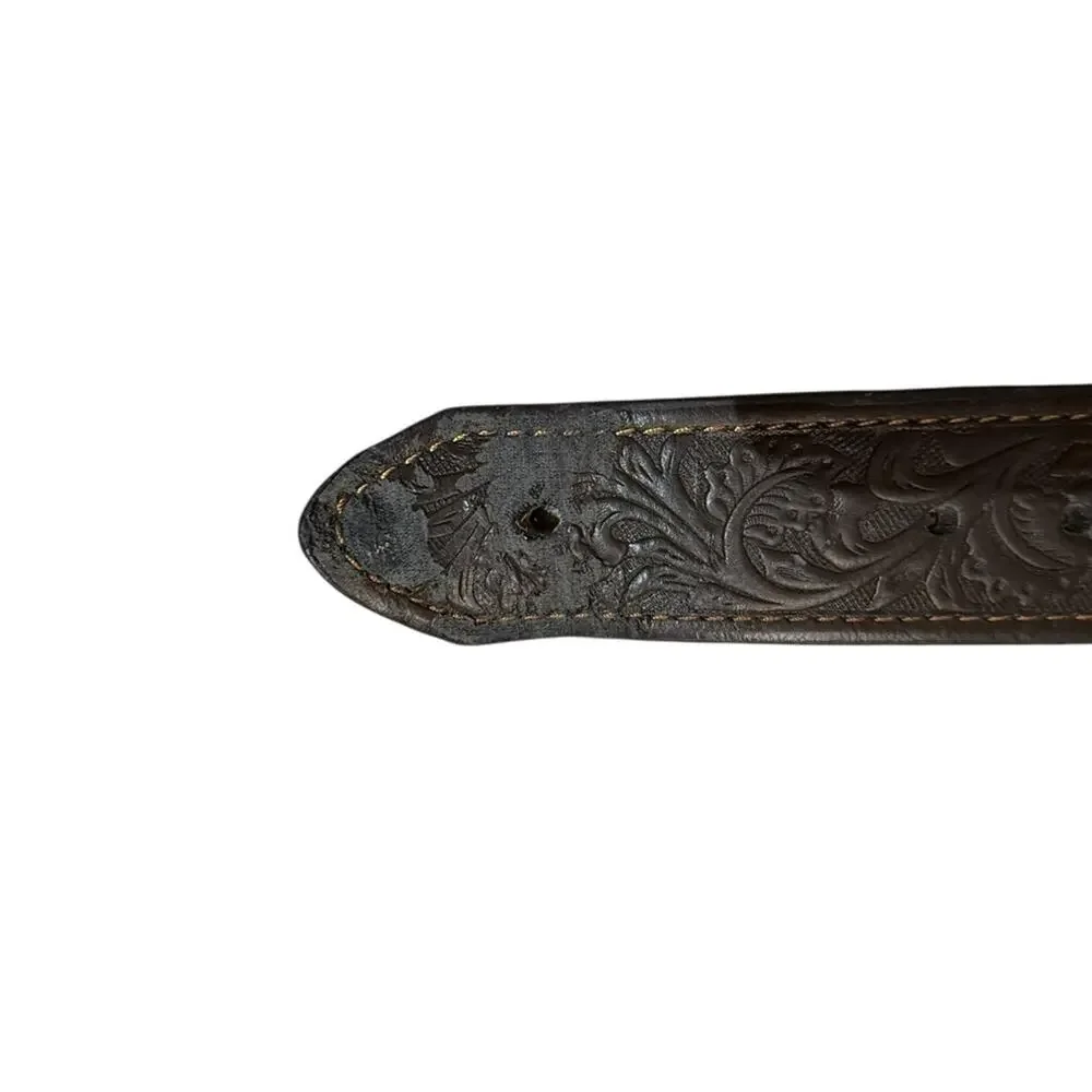 Ariat Men’s Size 36 Brown Tooled Leather Belt with Silver Buckle